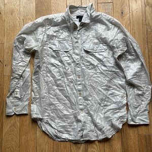 J. Crew shimmering pearlescent ecru cotton button down shirt size 4 EUC
